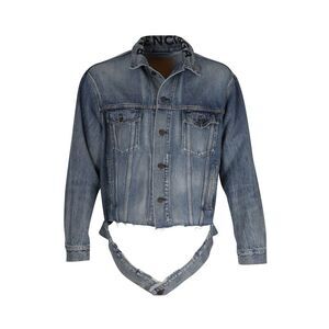 Balenciaga Raw Cut Hem Denim Jacket in Blue Cotton